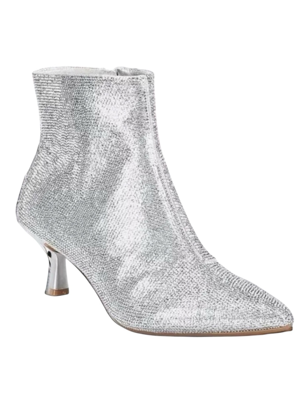 Alex Marie GAMINA Silver Rhinestone Embellished Booties with Kitten Heel